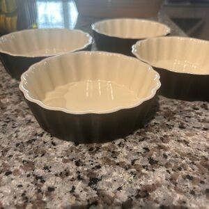 Palm Restaurant Ramekins (4)Elegant Cream and Black Set